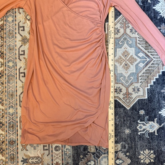 Ambiance Women’s Pink Long Sleeve Soft Wrap Dress Size Large - Picture 8 of 10